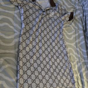 Gucci Women's Brown and Gray Patterned Dress Size Small